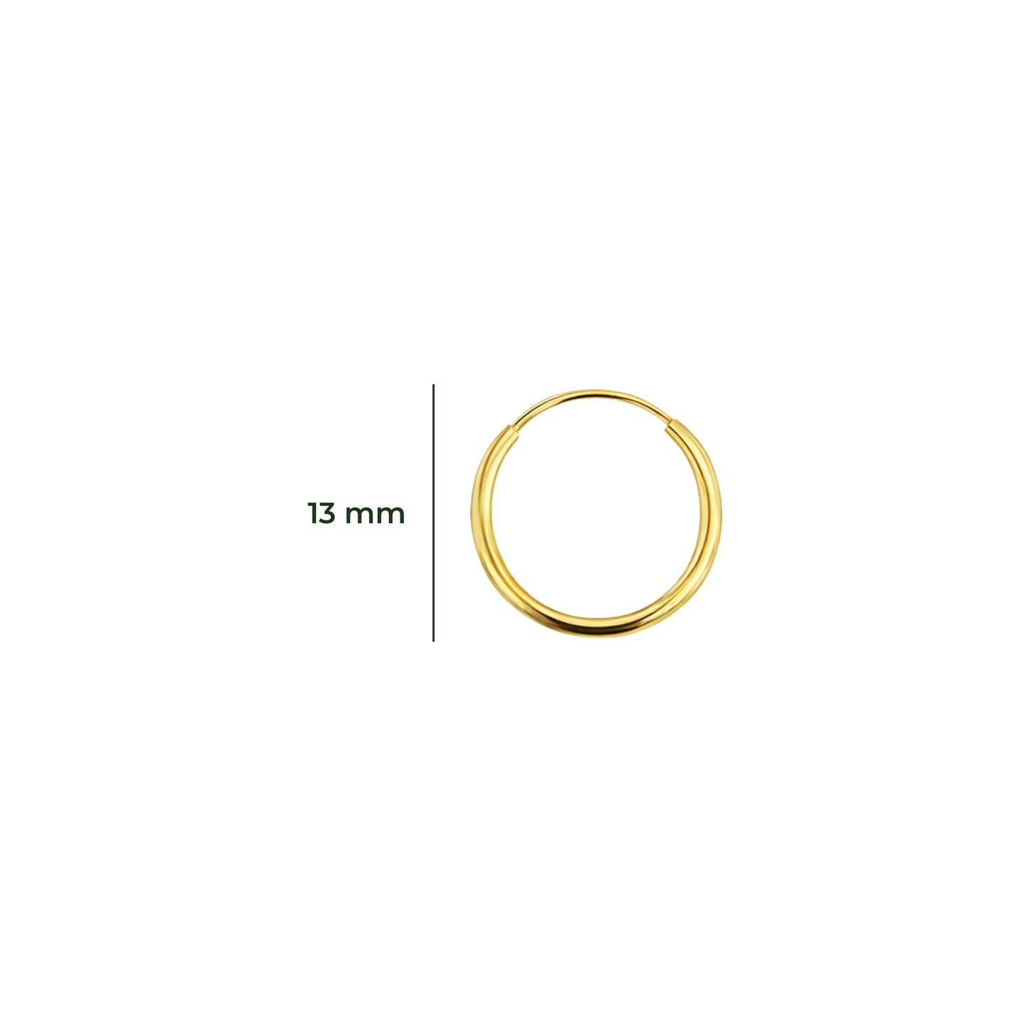 Aretes Oro 10K Broquel Huggies Lisas Oro Amarillo 10k Tamaño a Elegir 7 mm, 10 mm o 13 mm