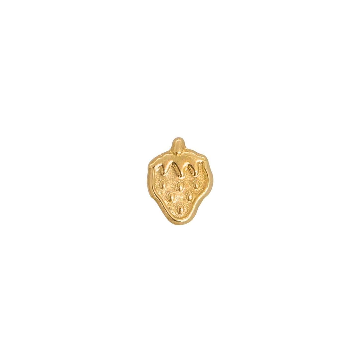 Aretes Oro 10K Broquel Fresa Dorada Plana