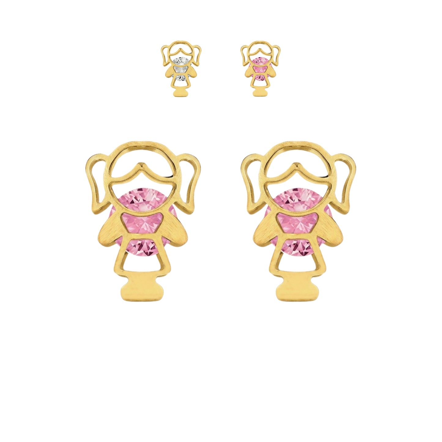 Aretes Oro 10K Broquel Niña Color a Elegir