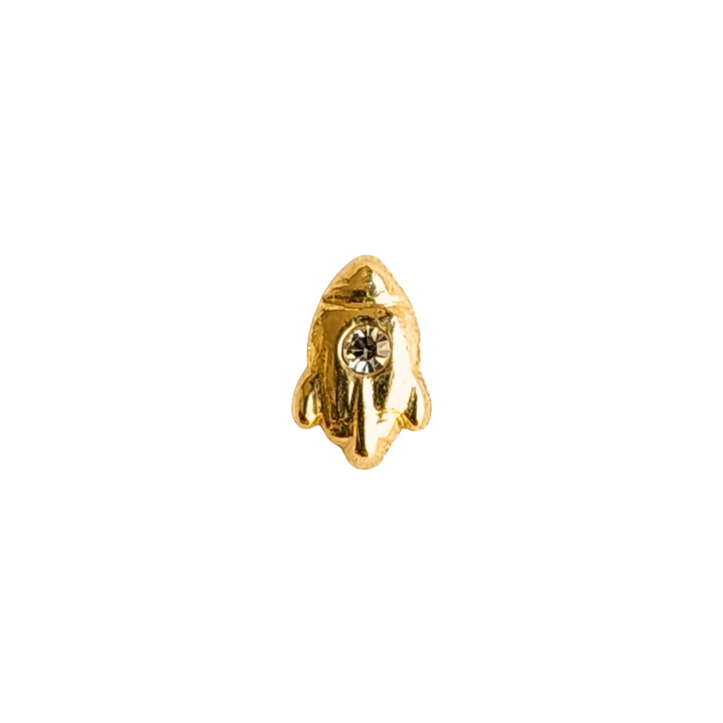 Aretes Astronauta y Cohete Oro 10k Con Zirconia, Tipo Broquel
