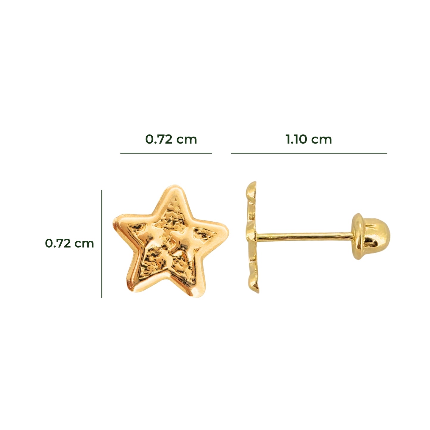 Aretes Oro 10K Broquel Estrella Estrellitas