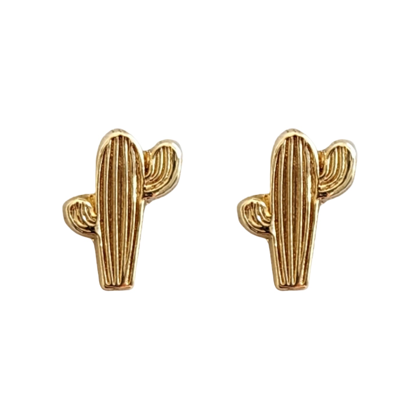 Aretes Forma Cactus, Oro 10K Tipo Broquel