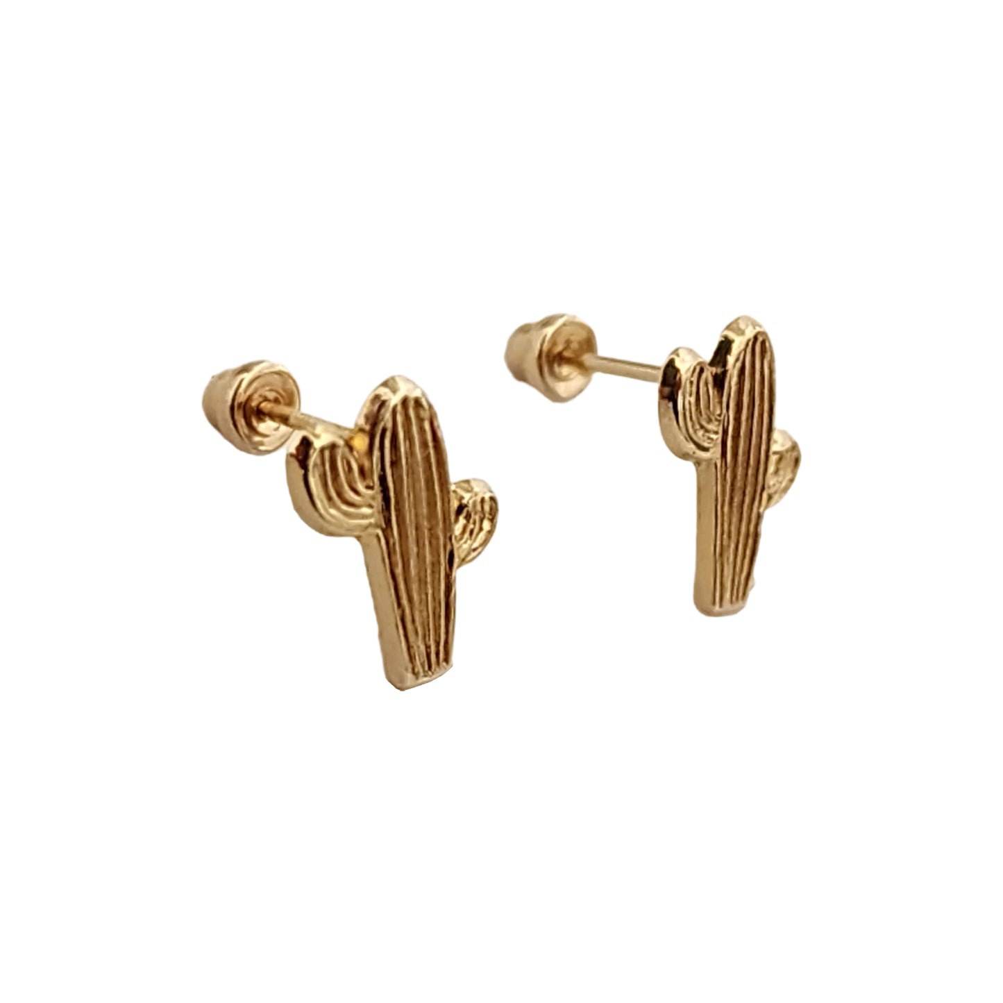 Aretes Forma Cactus, Oro 10K Tipo Broquel
