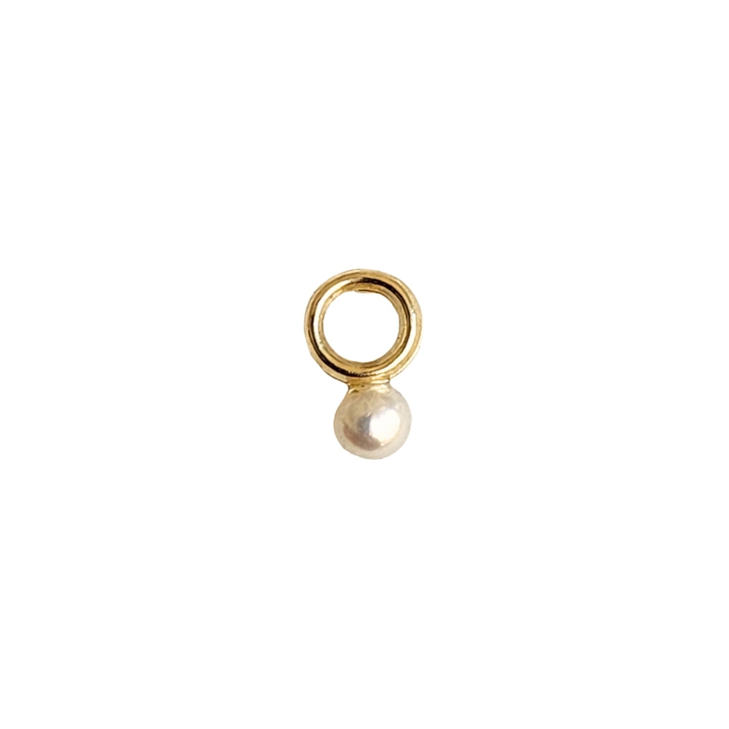 Aretes Círculo Silueta y Perla Mini, Oro 10K Tipo Broquel