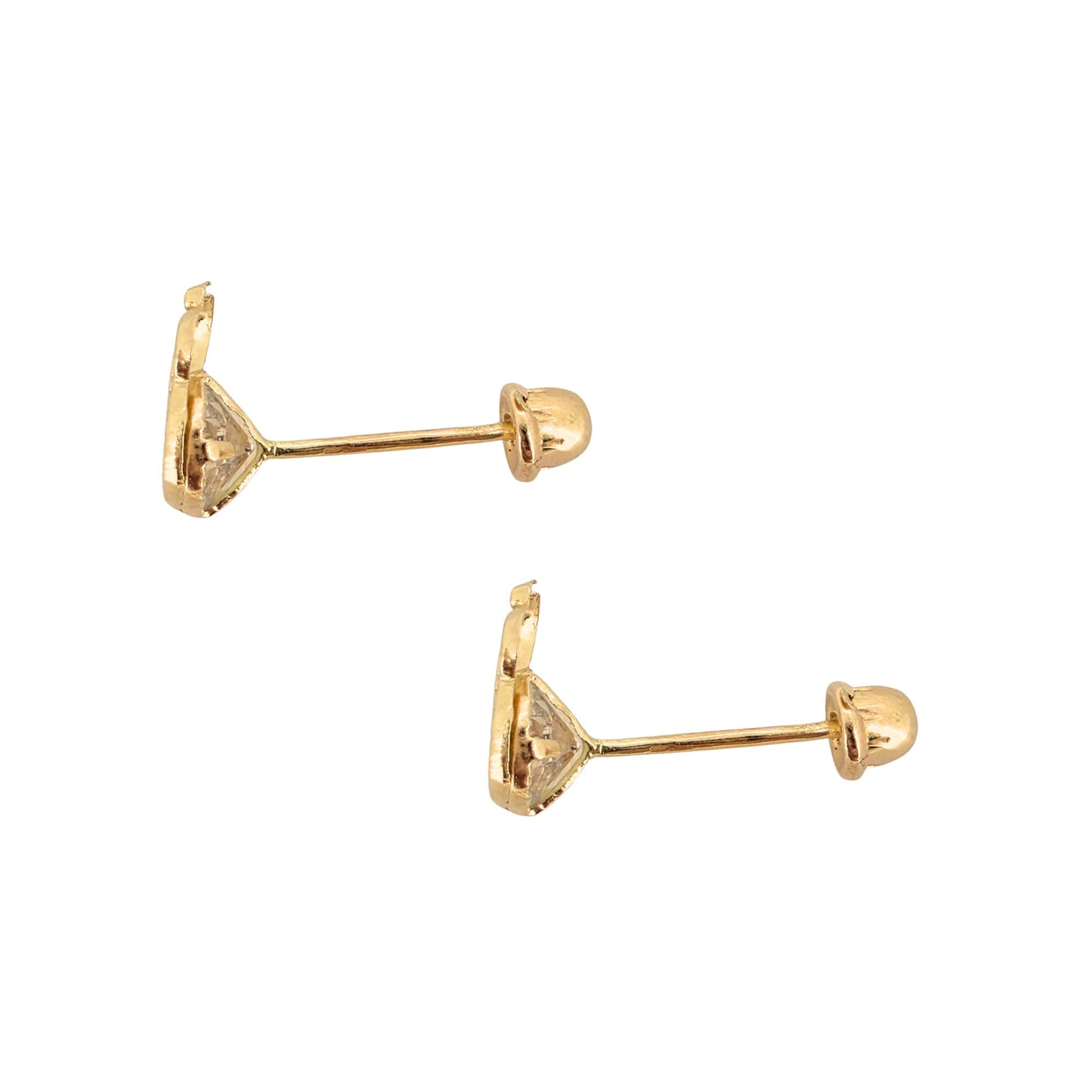 Aretes Oro 10K Broquel Elefante Zirconia