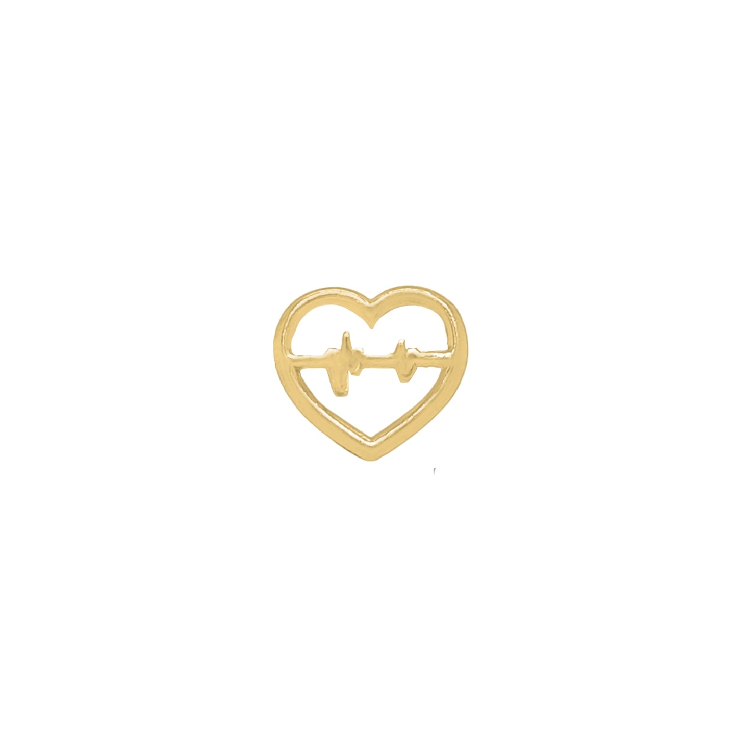 Aretes Oro 10K Broquel Corazón Silueta y Línea Electrocardiograma