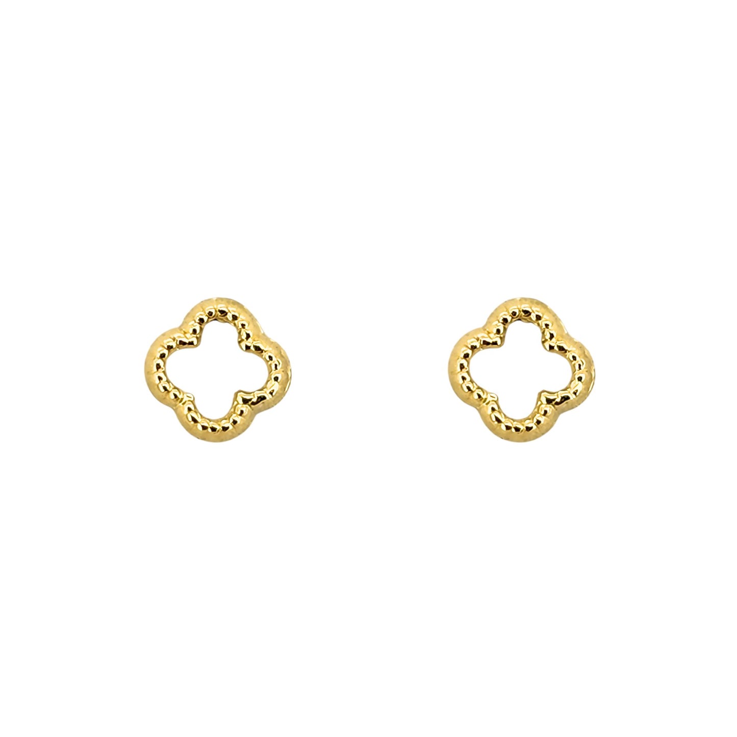 Aretes Trébol Silueta, Oro 10K Tipo Broquel