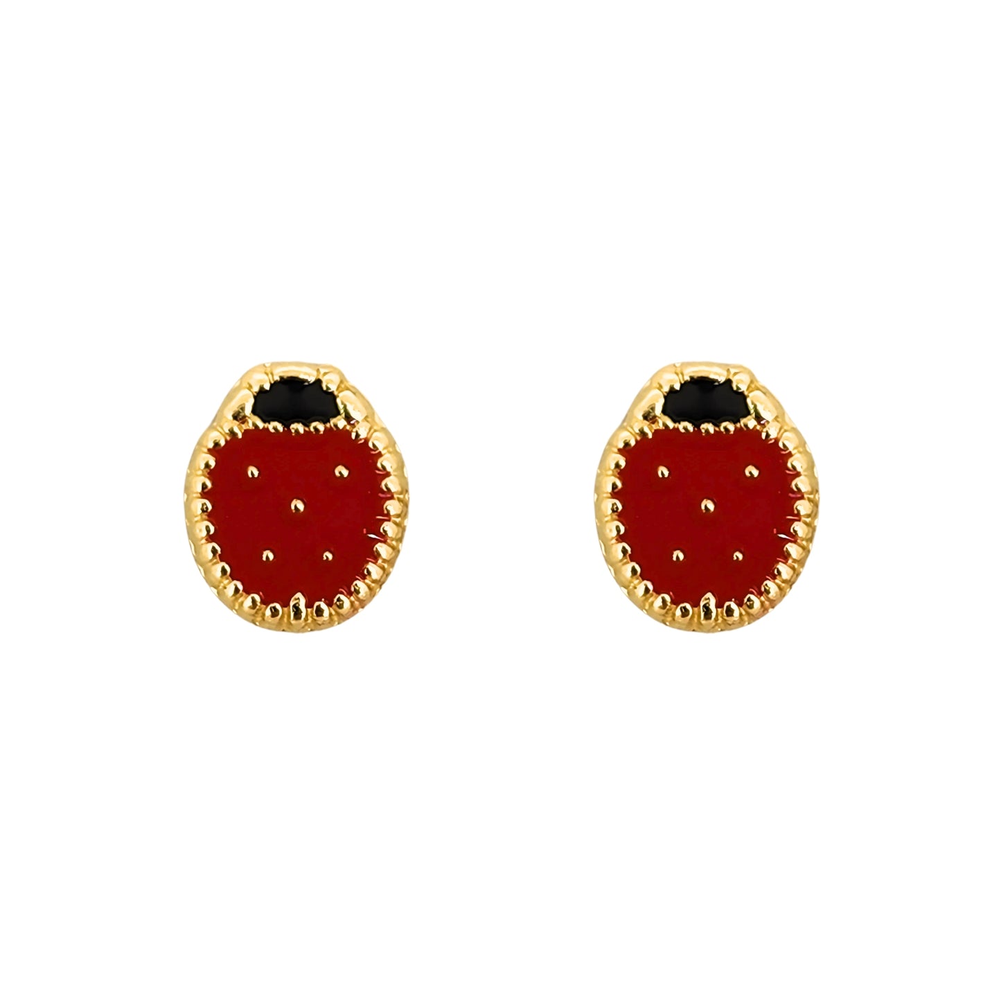 Aretes Catarina Boleada Esmaltada, Oro 10K Tipo Broquel