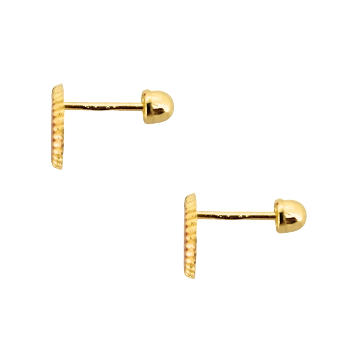 Aretes Catarina Boleada Esmaltada, Oro 10K Tipo Broquel