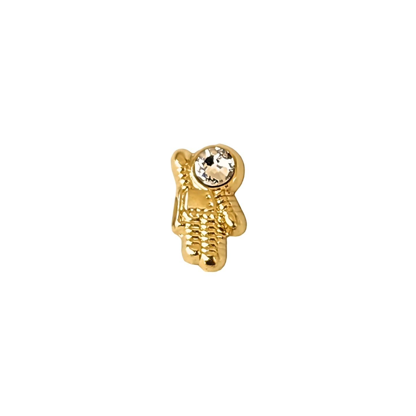 Aretes Astronauta y Cohete Oro 10k Con Zirconia, Tipo Broquel