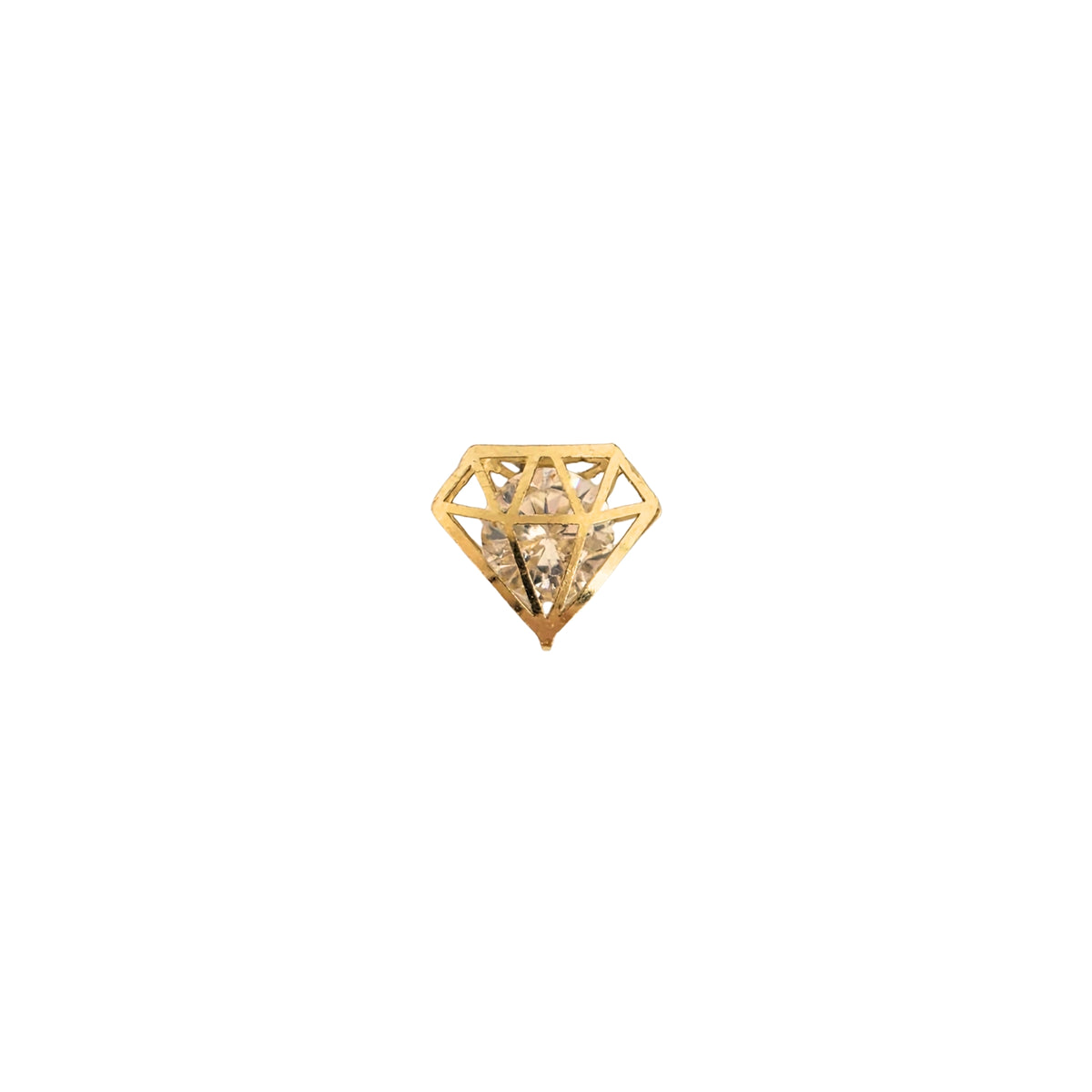 Aretes Oro 10K Broquel Diamante 3D Zirconia