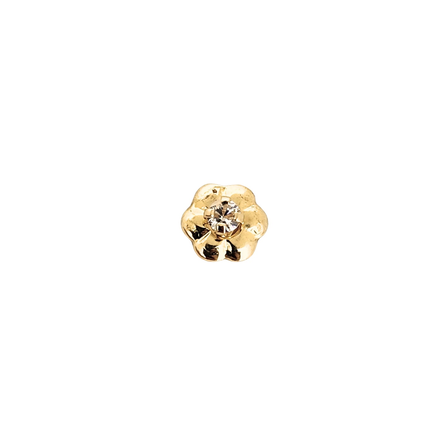 Aretes Flor Mini Zirconia Oro 10k, Tipo Broquel