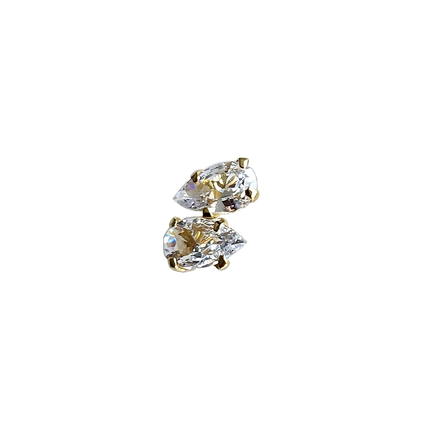 Aretes Zirconias Gota Blanco Oro 10k. Tipo Broquel