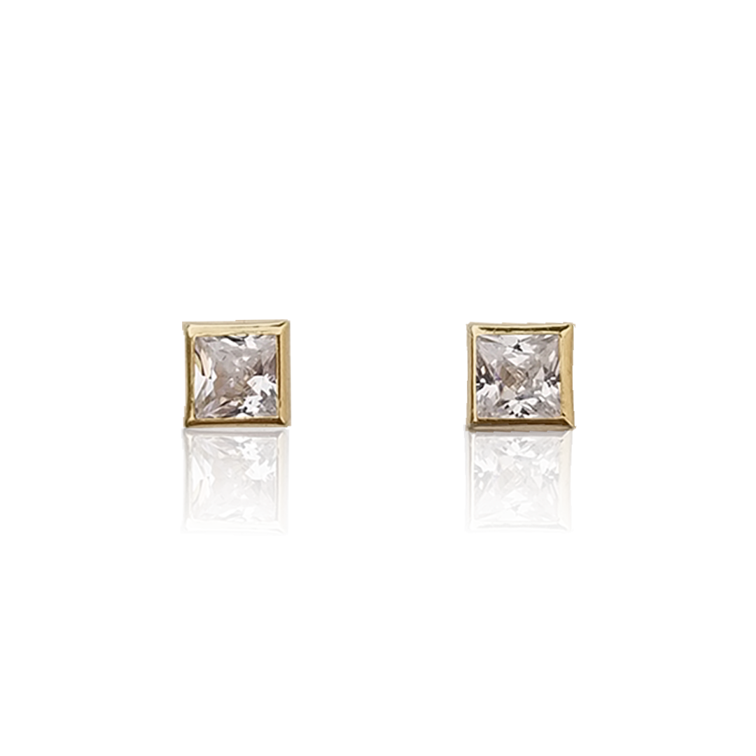 Cuadro zirconia con Bisel Oro 10k, Tipo Broquel