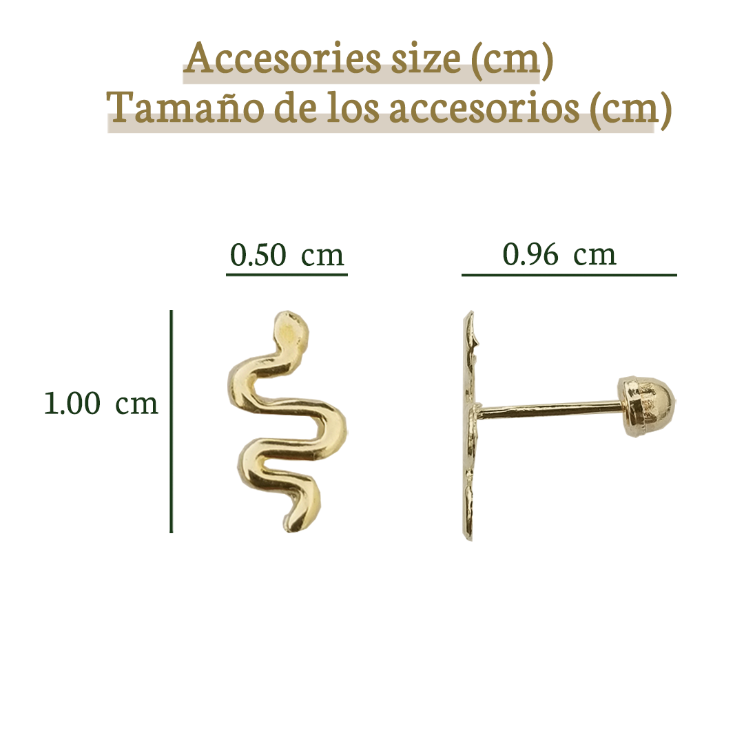 Aretes Serpiente Oro 10k, Tipo Broquel