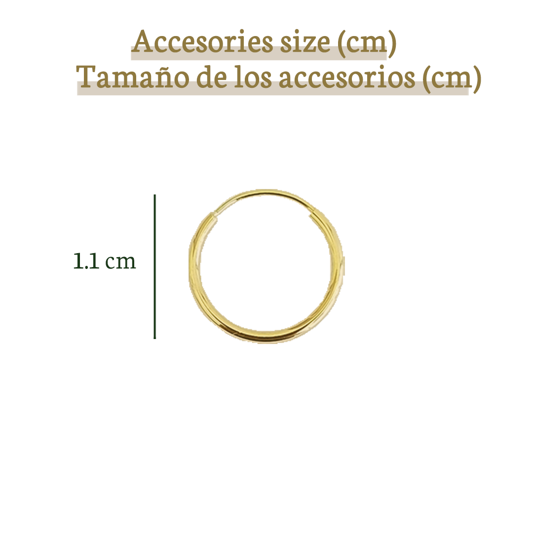 Arracada 1.1 cm, Oro 10k (Par de Aretes)