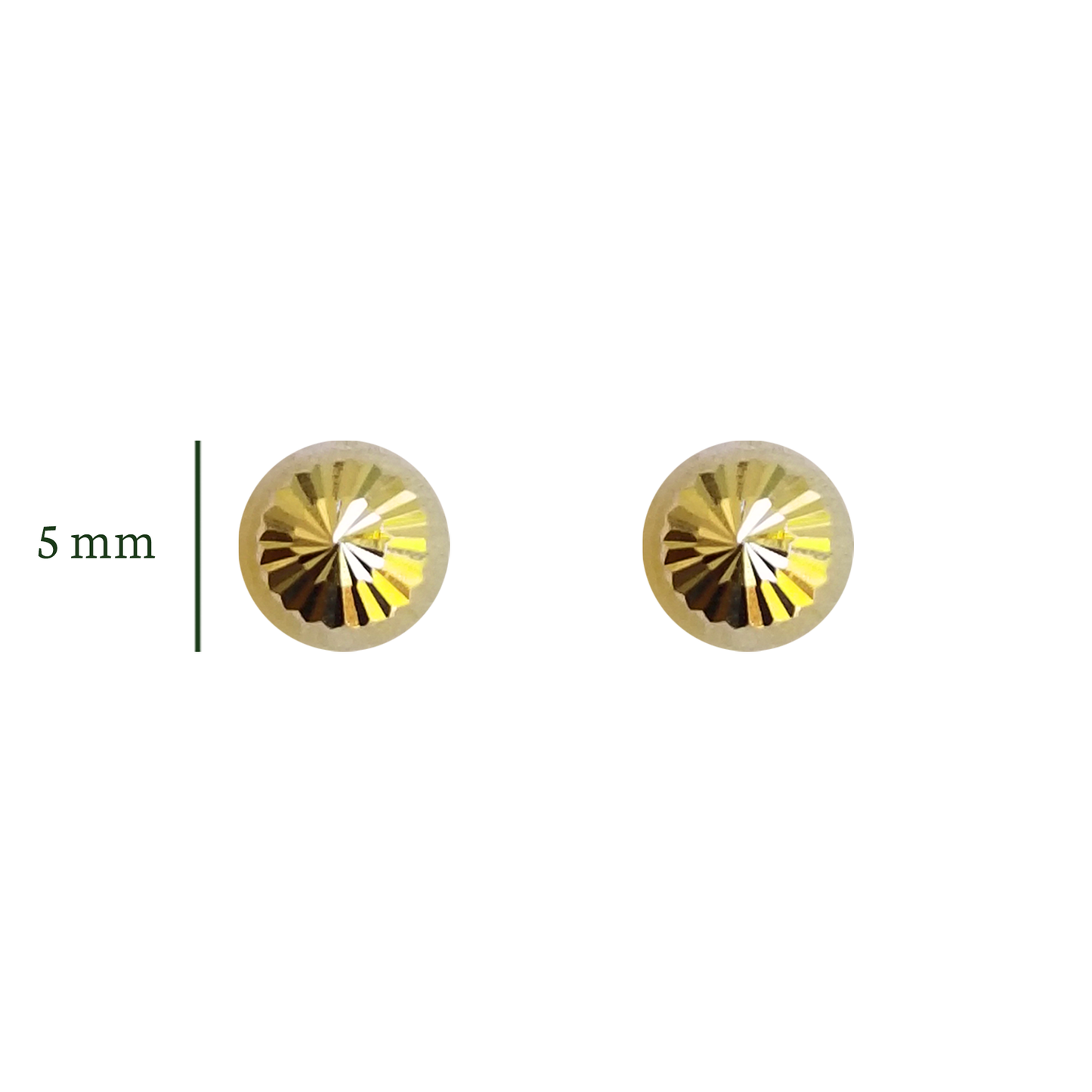 Aretes Hongo Media Esfera Bola Diamantado M, Oro 10K Tipo Broquel
