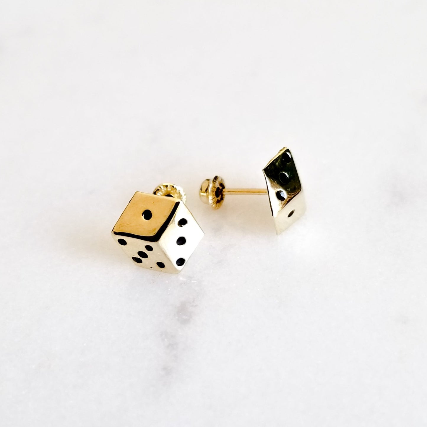 Aretes Dados, Las Vegas Casino, Suerte Oro 10K, Tipo Broquel