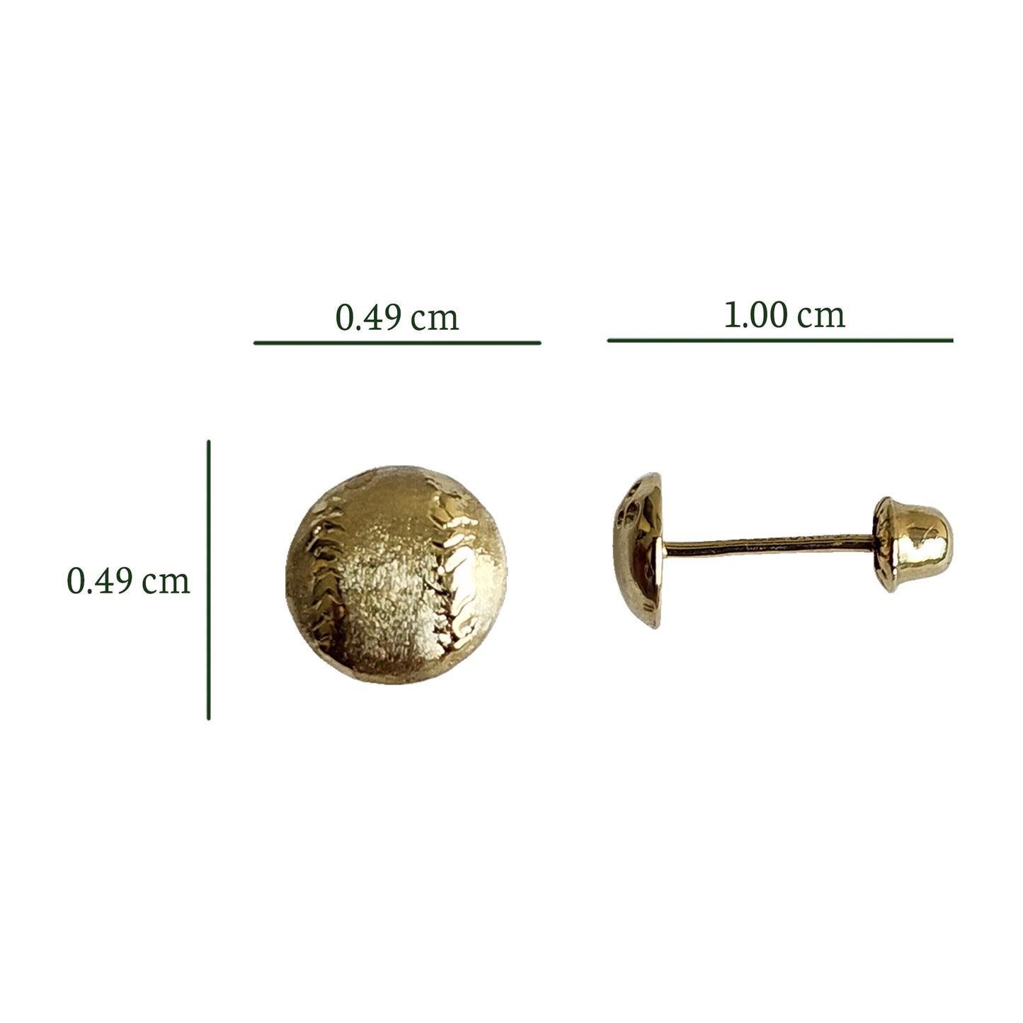 Aretes Pelota Beisbol, Oro 10k Tipo Broquel