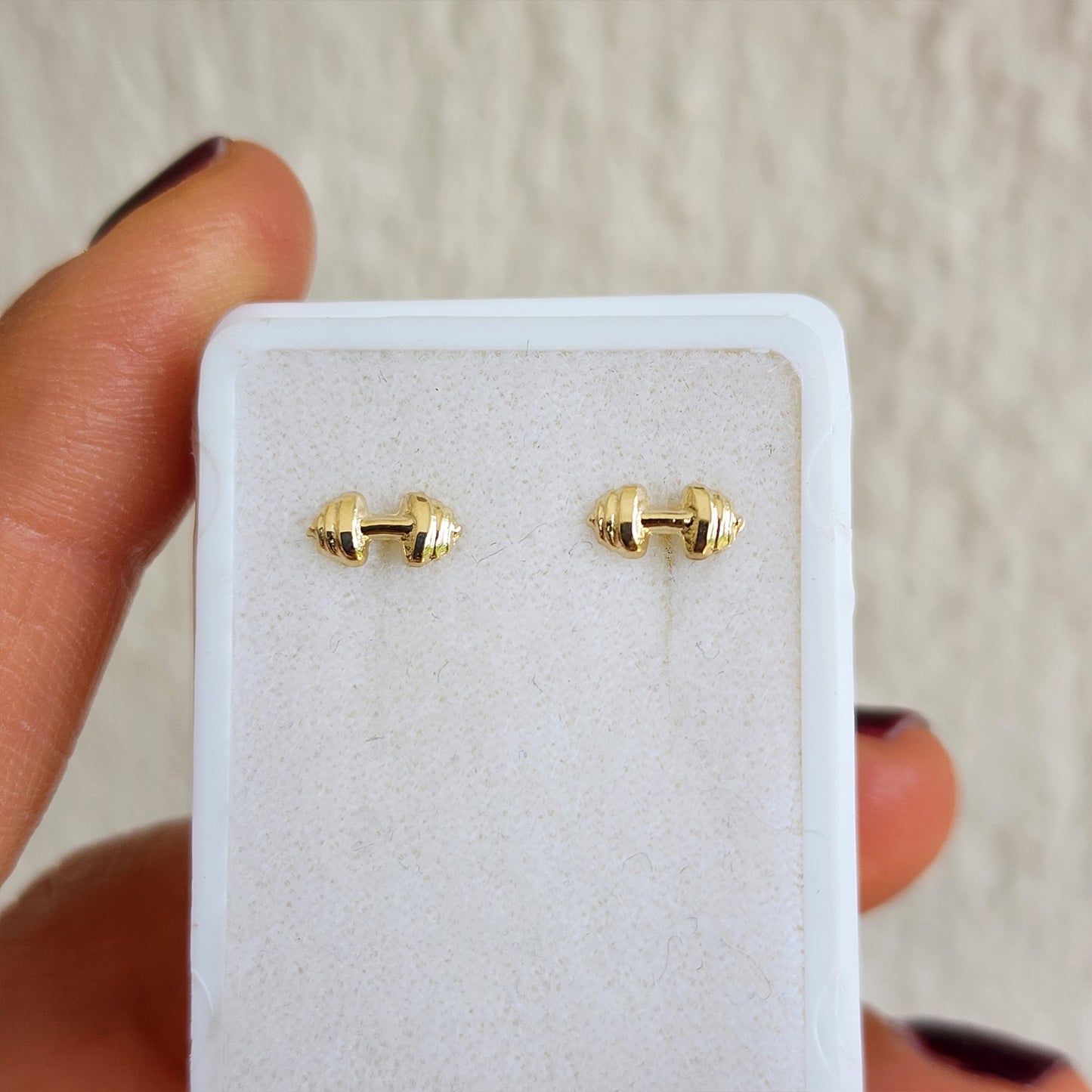 Aretes de Pesas, Oro 10k Tipo Broquel