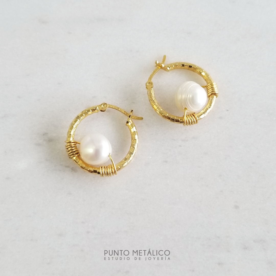 Pearl Hoops Earrings