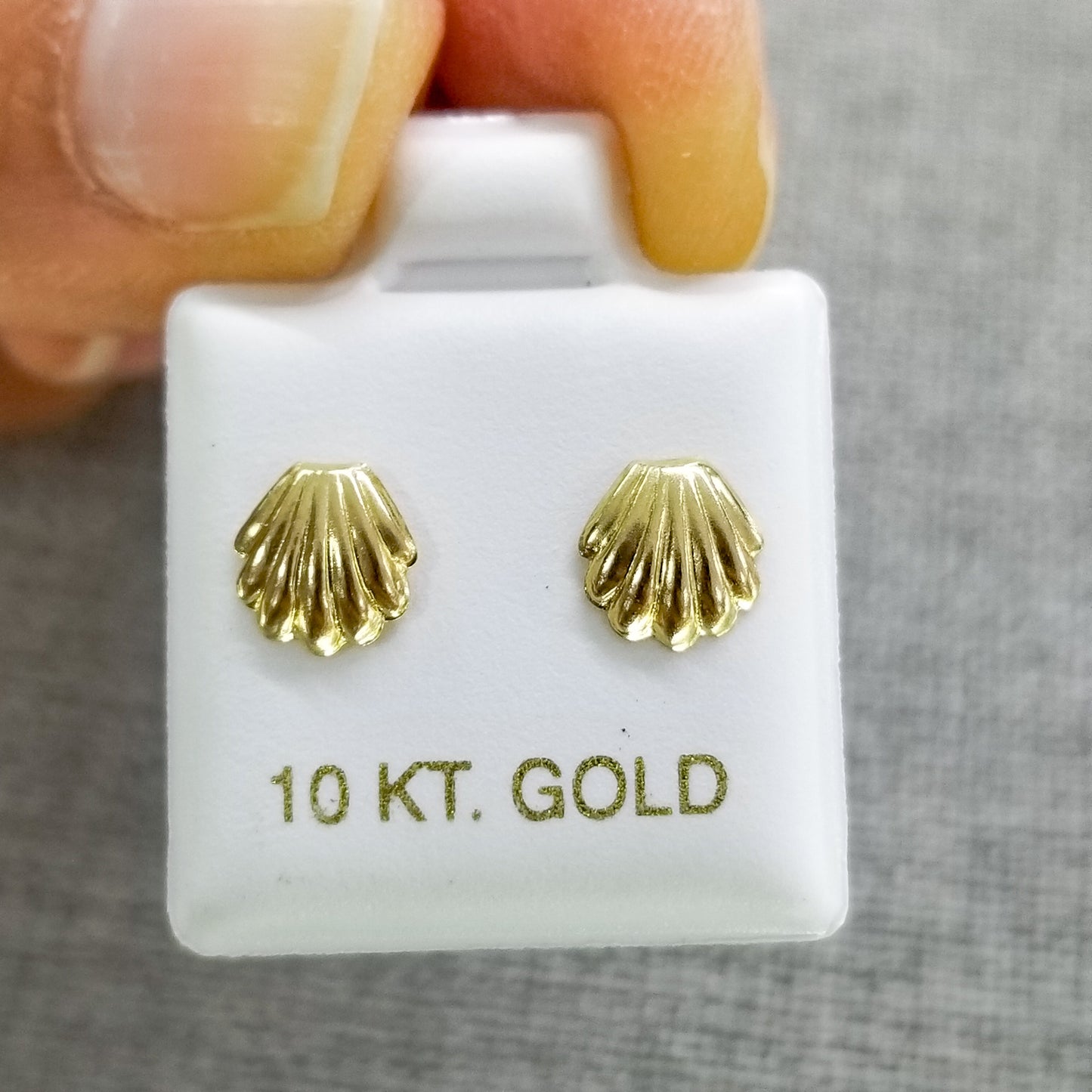Aretes Almeja, Oro 10k Tipo Broquel