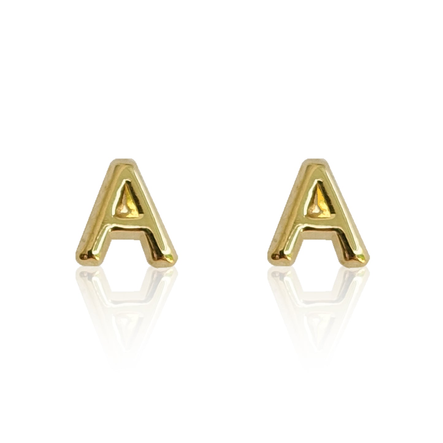 Arete Inicial Letra Lisa PAR, Oro 10K