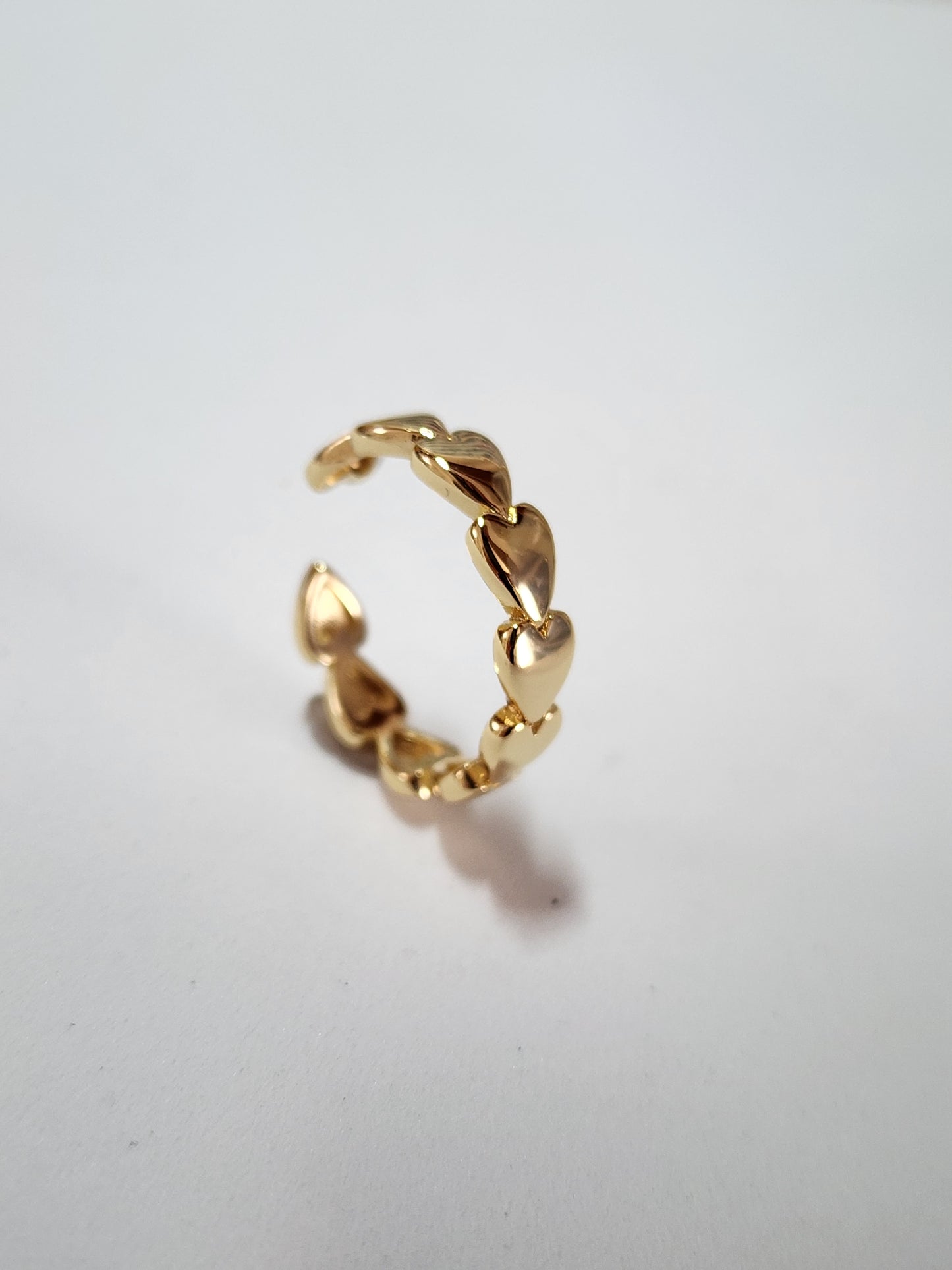 Anillo Corazones Dorado Acero Inox. Ajustable