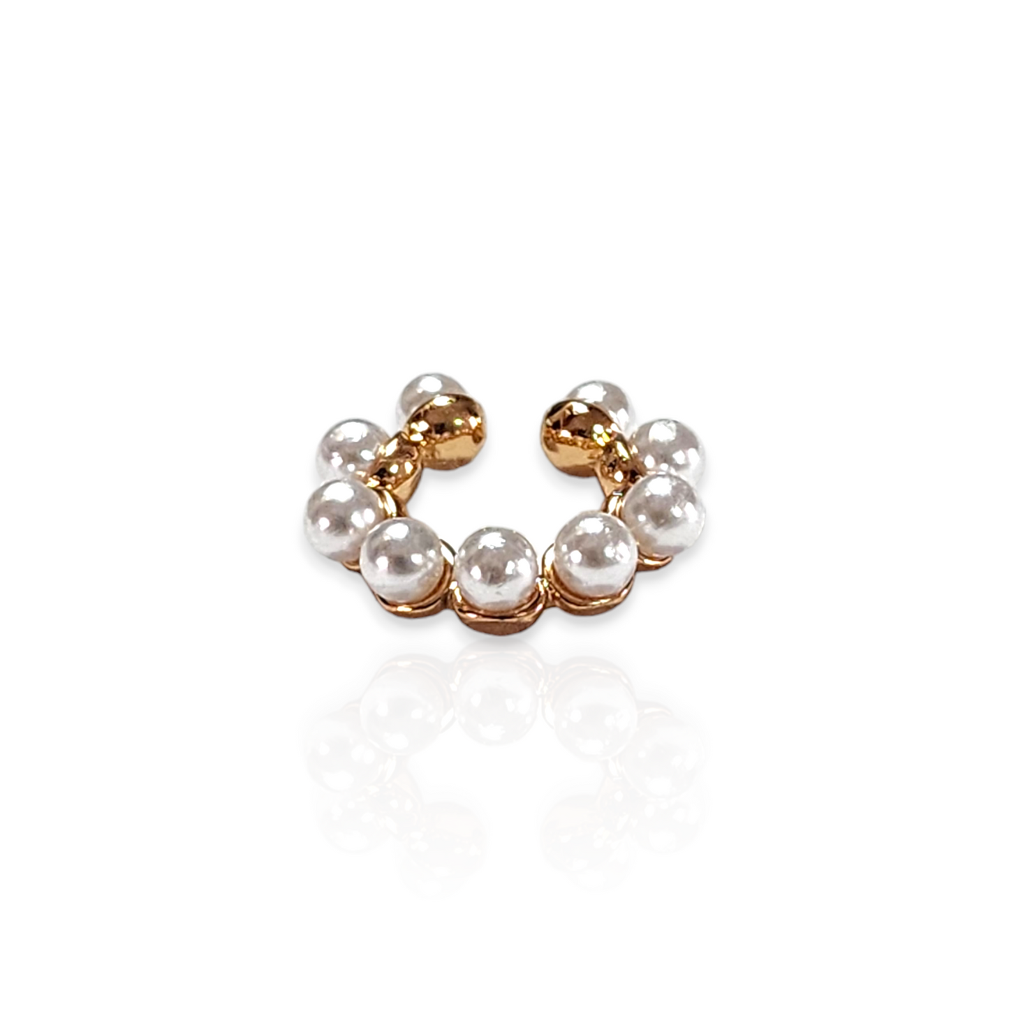 Ear Cuff Chunky Perlas, Chapa de Oro Rosa