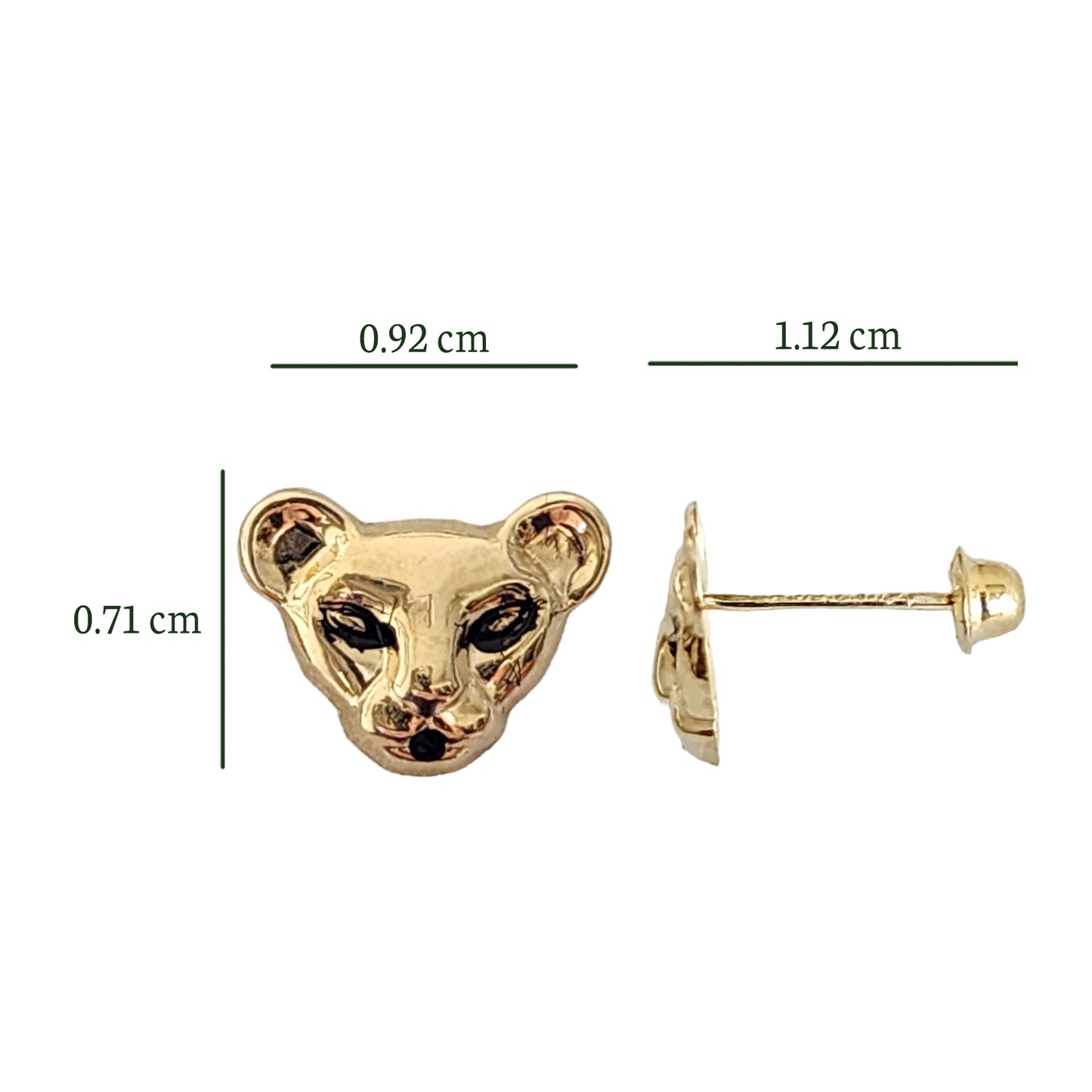 Aretes Pantera, Oro 10K Tipo Broquel