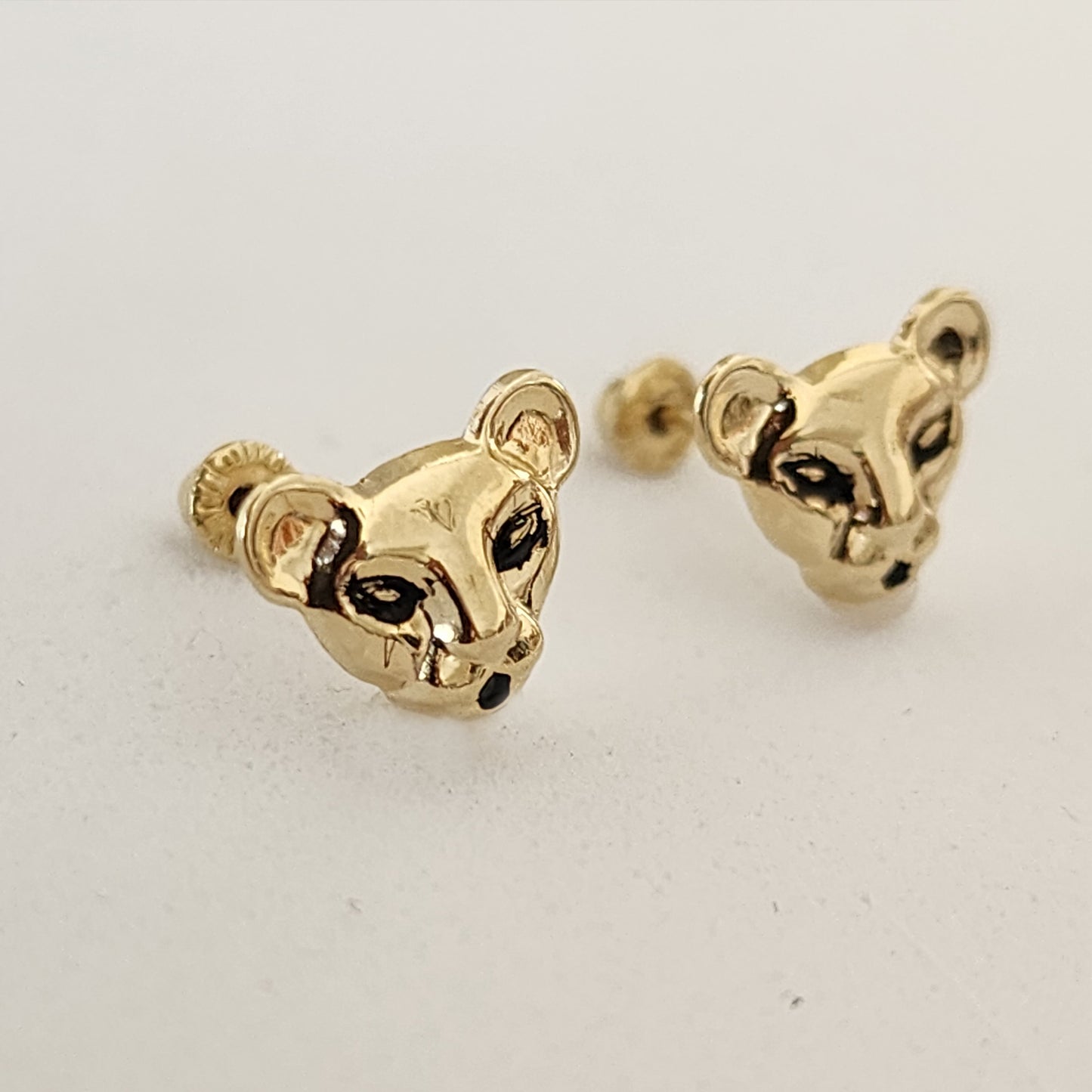 Aretes Pantera, Oro 10K Tipo Broquel