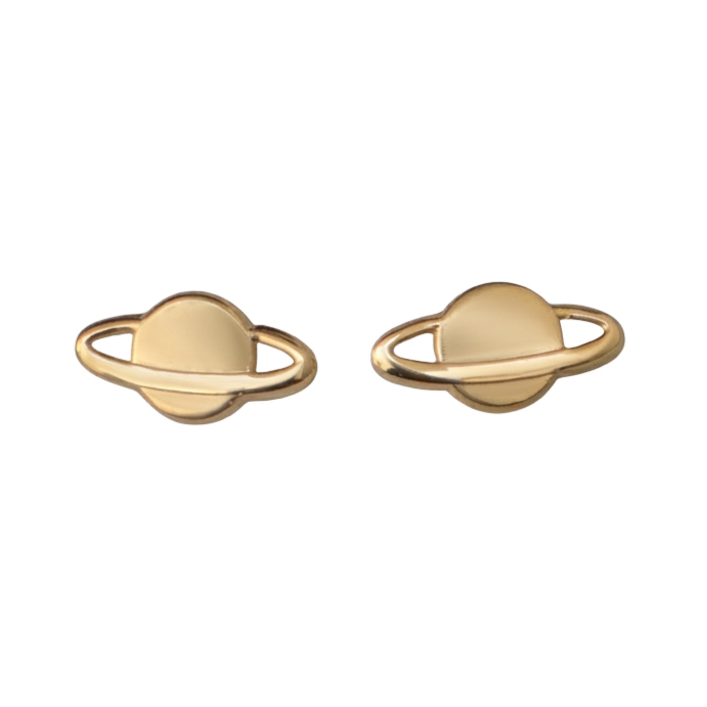 Aretes Planeta Saturno Tipo Broquel Elegantes y Delicados Cierre Rosca Diseño Atemporal y Clásico