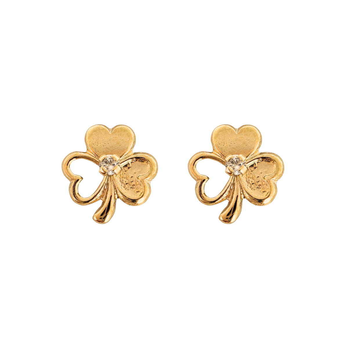 Aretes Oro 10K Broquel Trébol Montadura