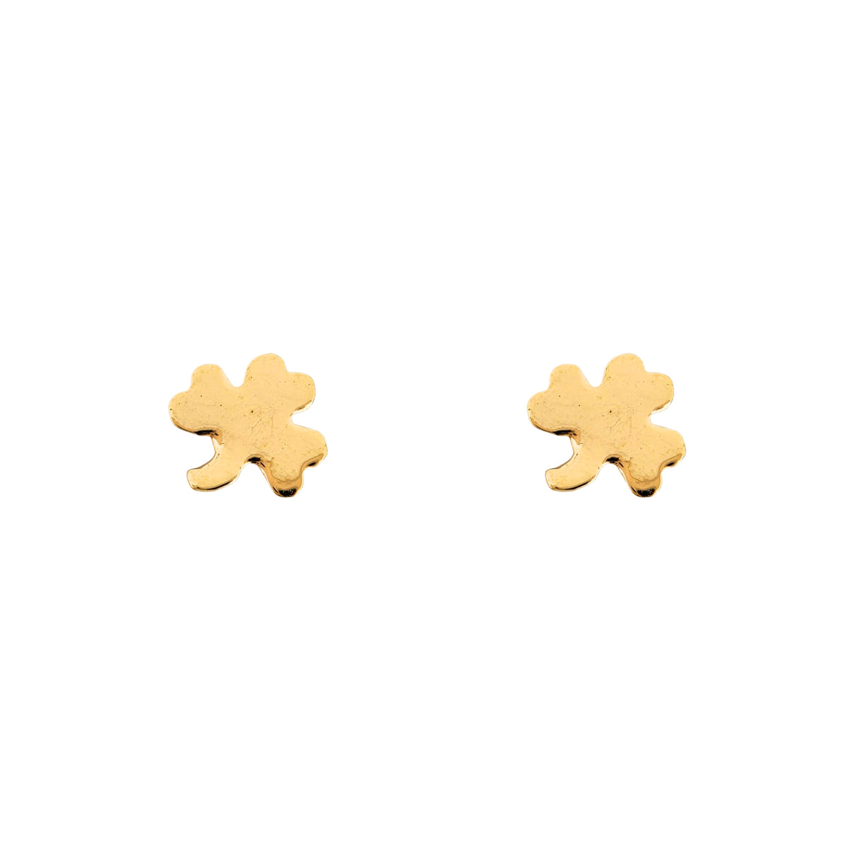 Aretes Oro 10K Broquel Mini Trébol Liso