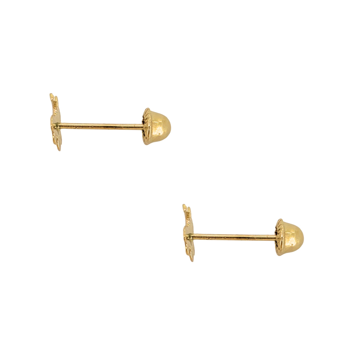 Aretes Oro 10K Broquel Mini Trébol Liso