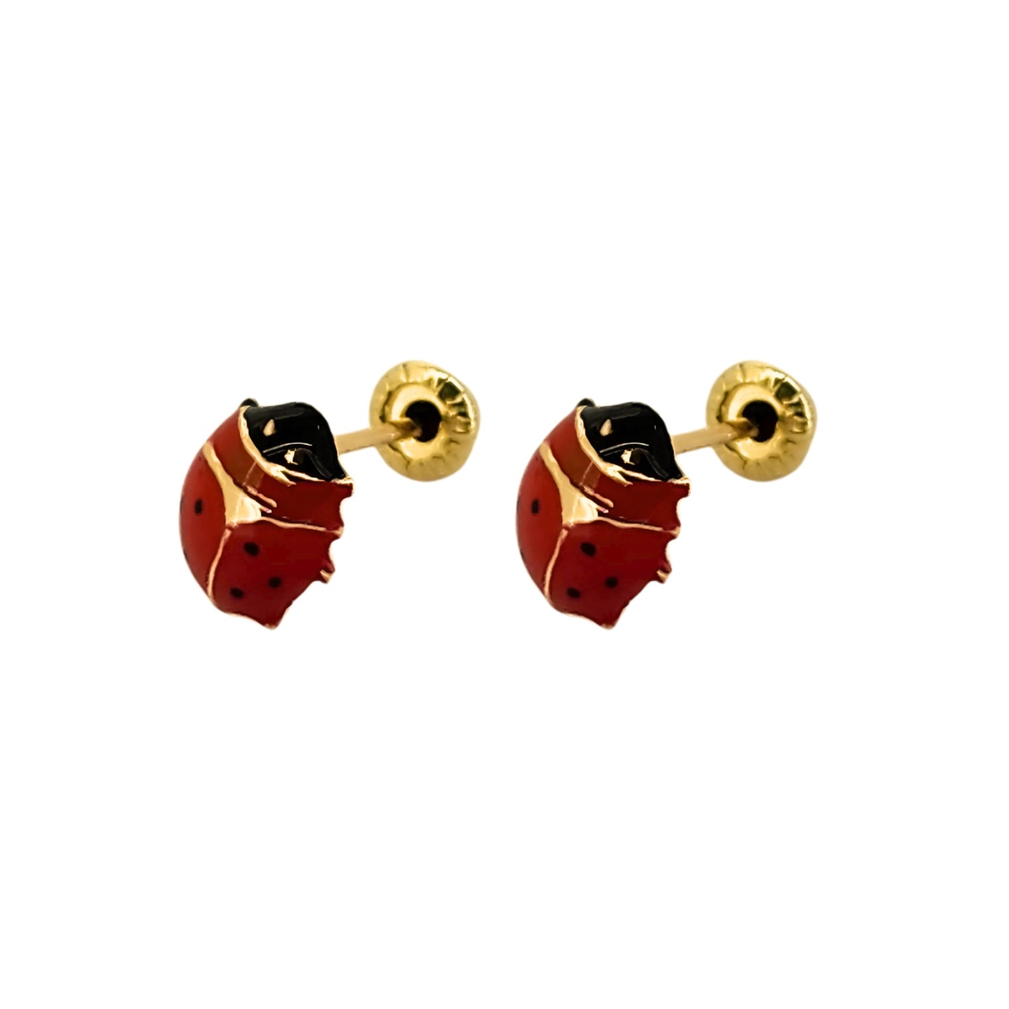 Arete Catarina Esmaltada Inflada, Chico, Mediano o Grande, Oro 10K Tipo Broquel
