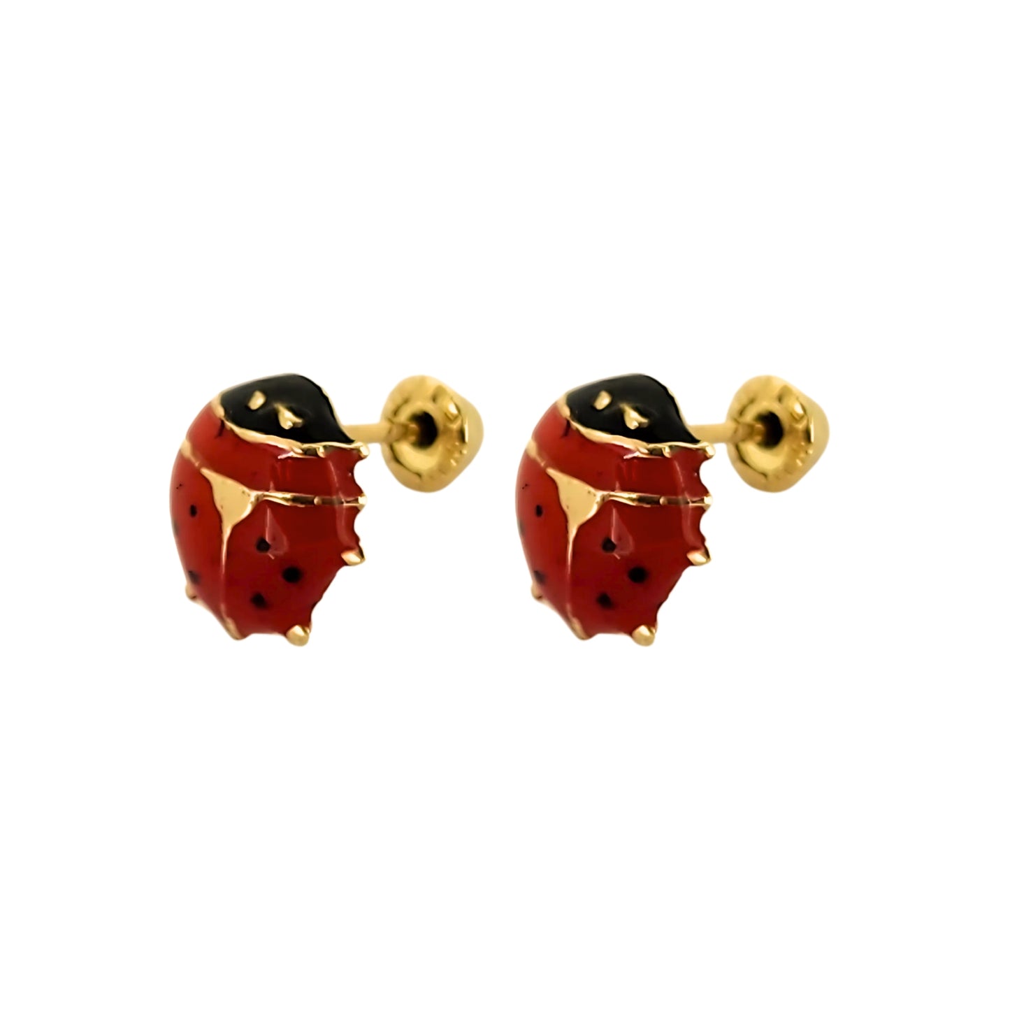 Arete Catarina Esmaltada Inflada, Chico, Mediano o Grande, Oro 10K Tipo Broquel