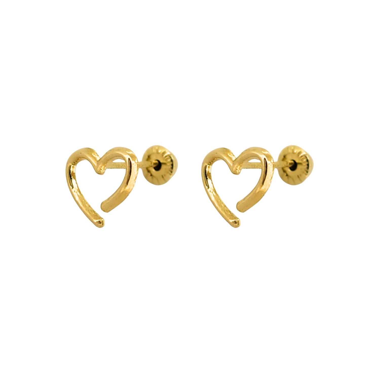 Aretes Oro 10K Broquel Corazón Silueta Abierto