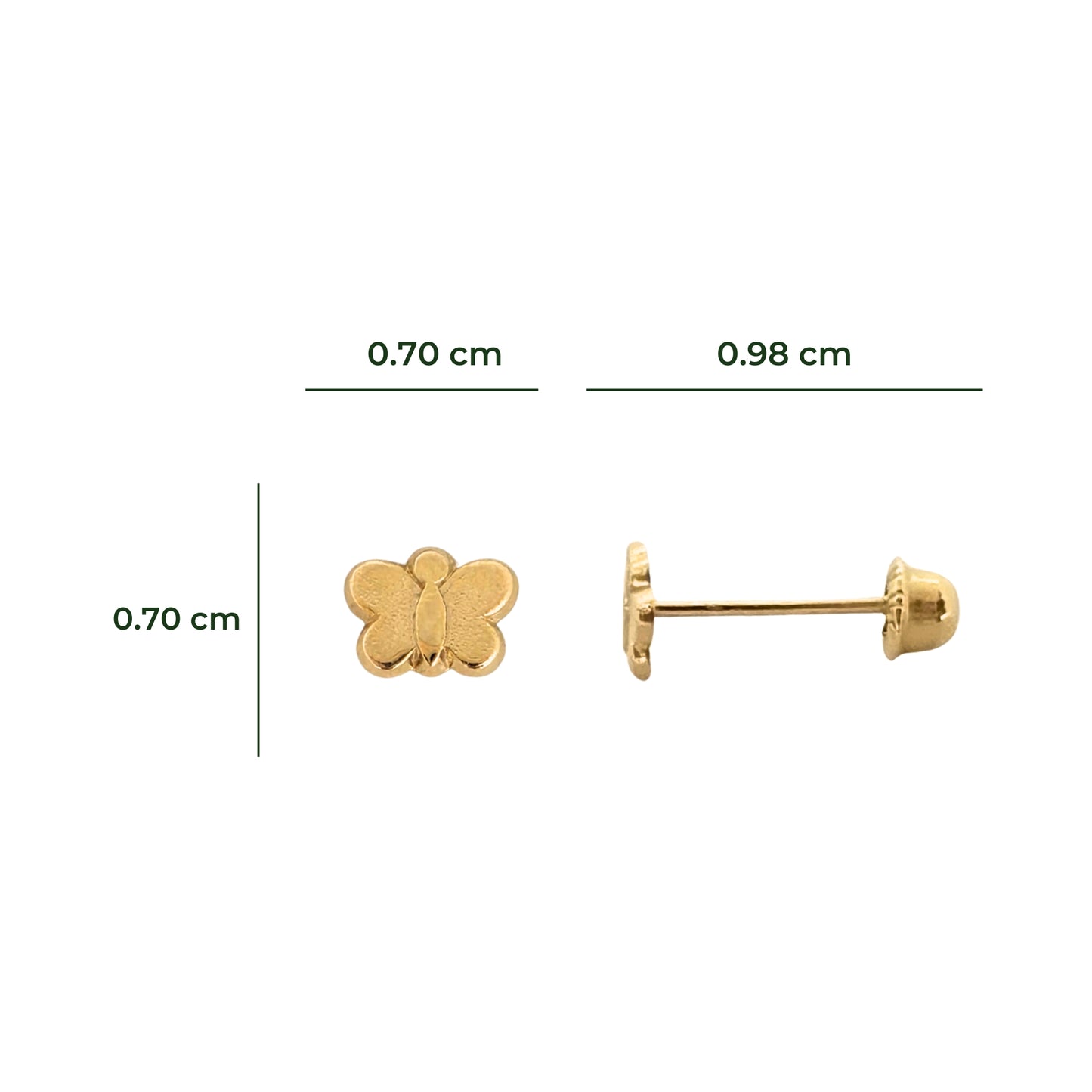 Aretes Mariposita Mini Tipo Broquel Elegantes y Delicados Cierre Rosca Diseño Atemporal y Clásico