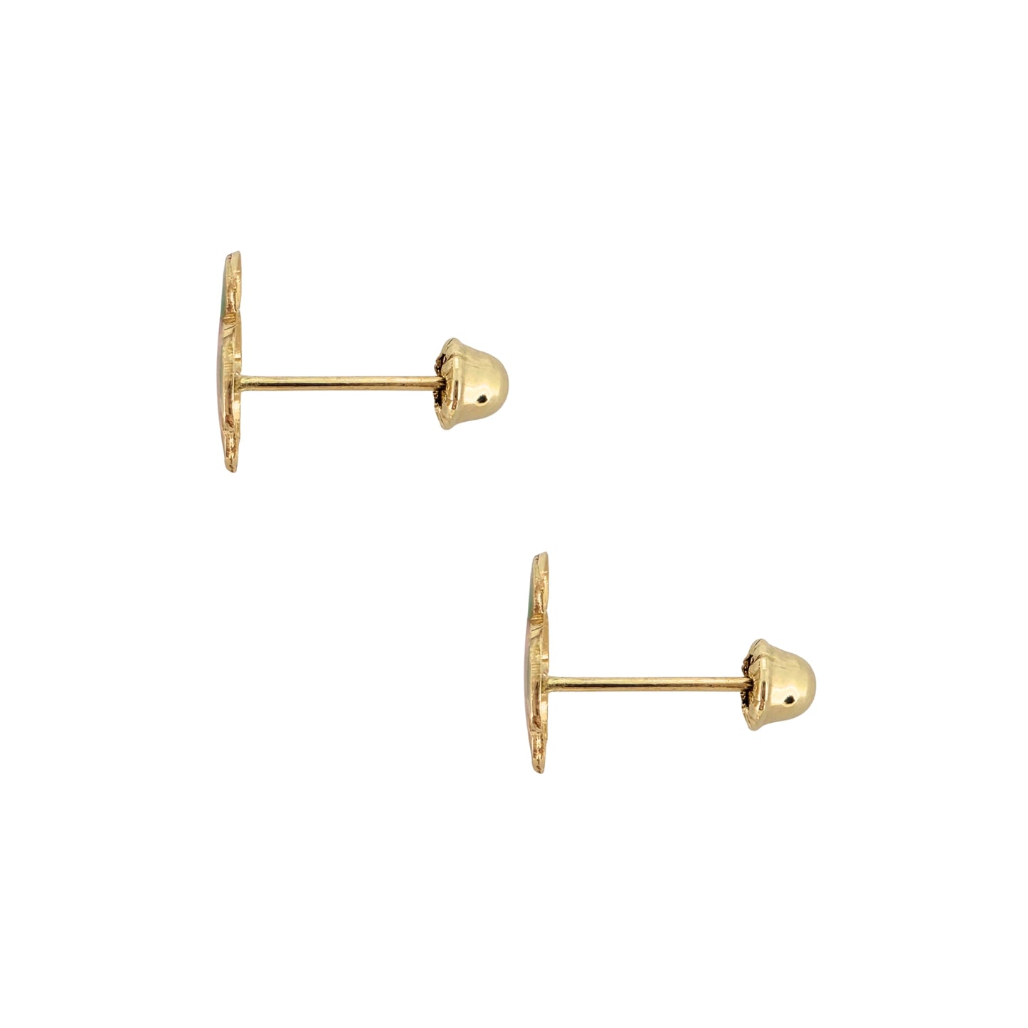 Aretes Oro 10K Broquel Tortuga Esmaltada Rosa