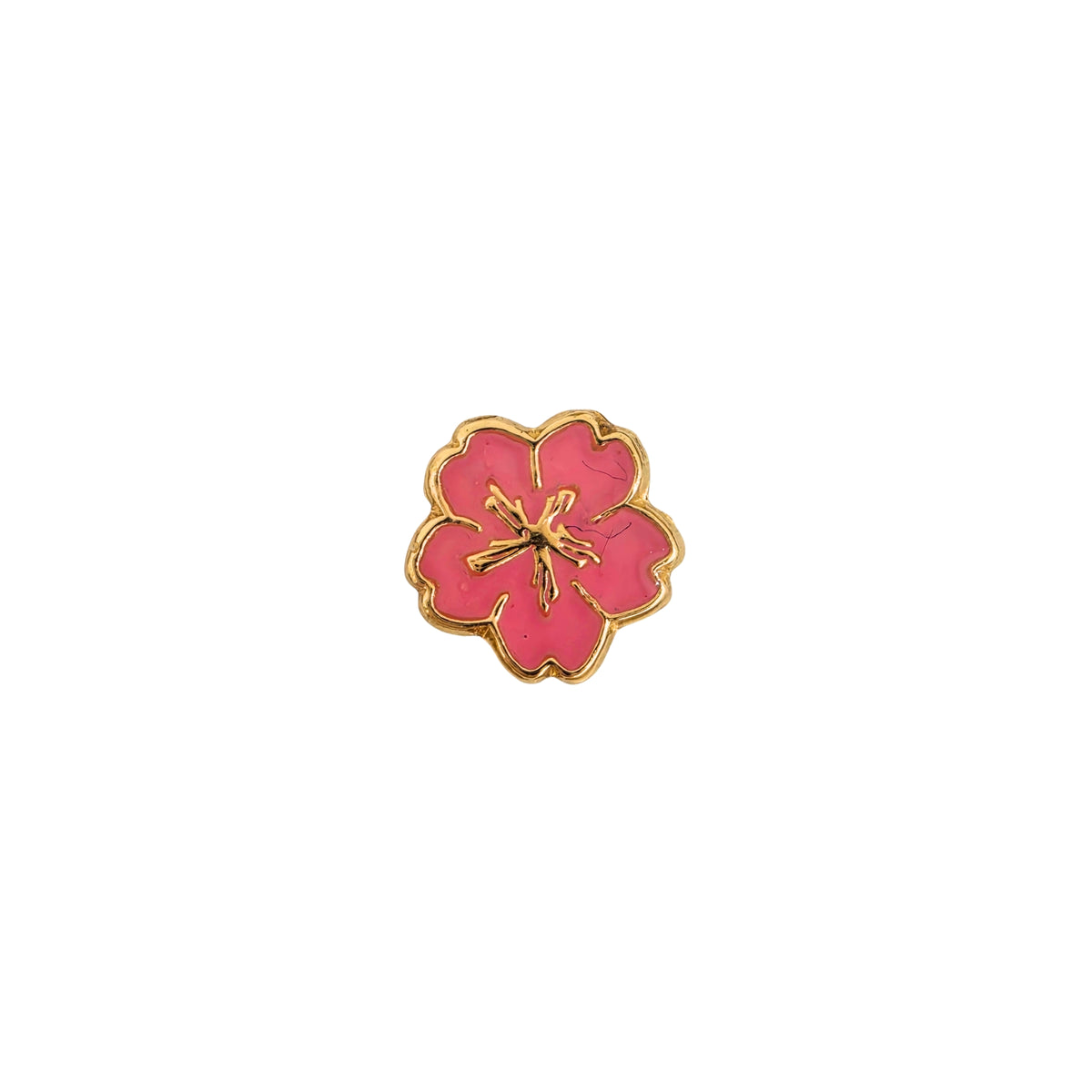 Aretes Oro 10K Broquel Flor Cerezo Esmaltada