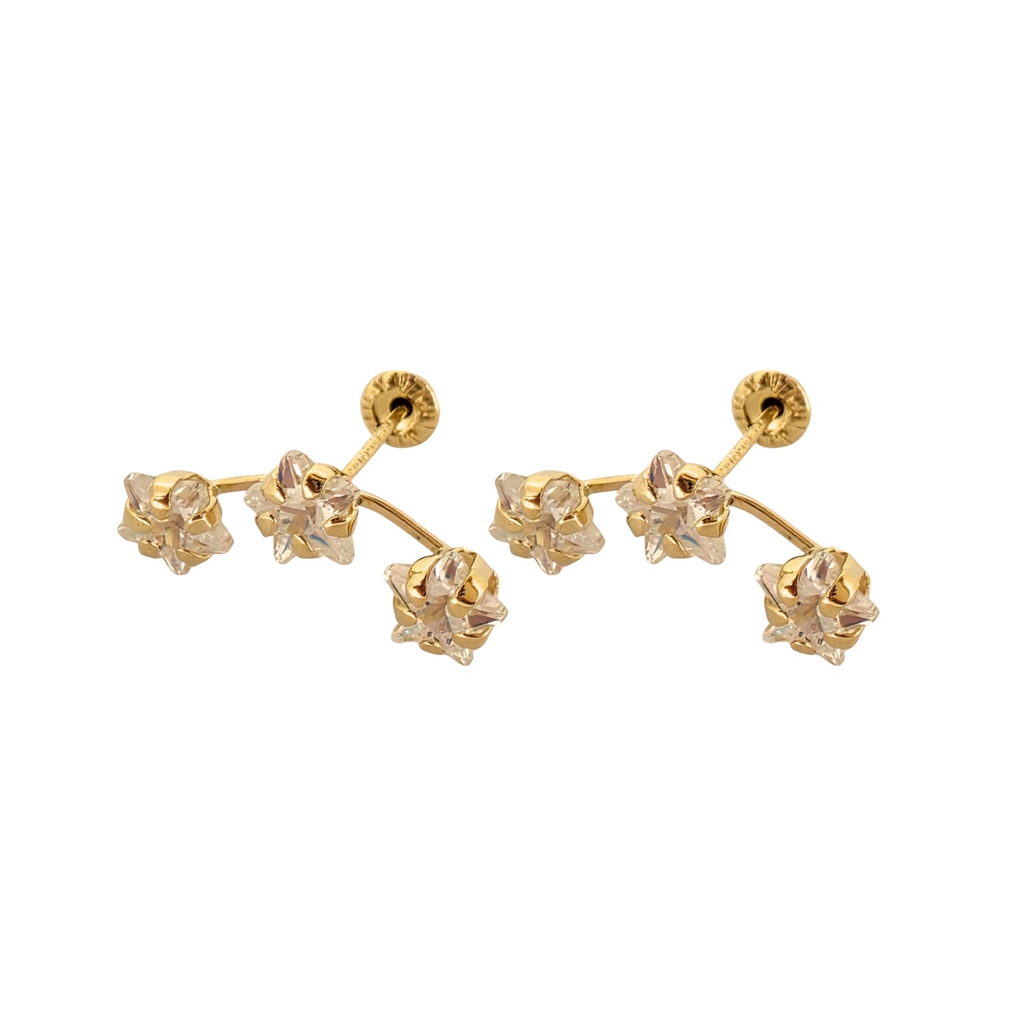Aretes Oro 10K Broquel Lambada 3 Estrellas Color a Elegir