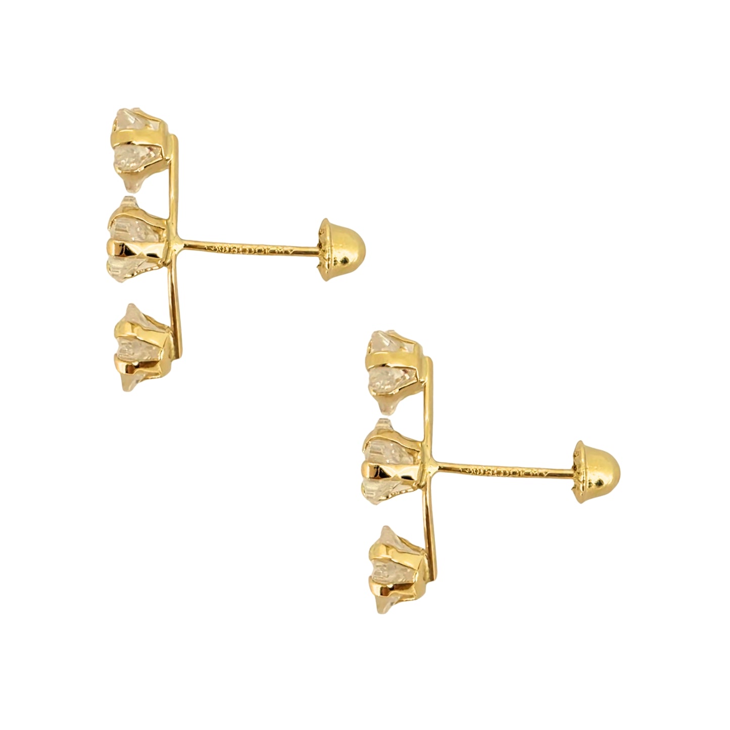 Aretes Oro 10K Broquel Lambada 3 Estrellas Color a Elegir