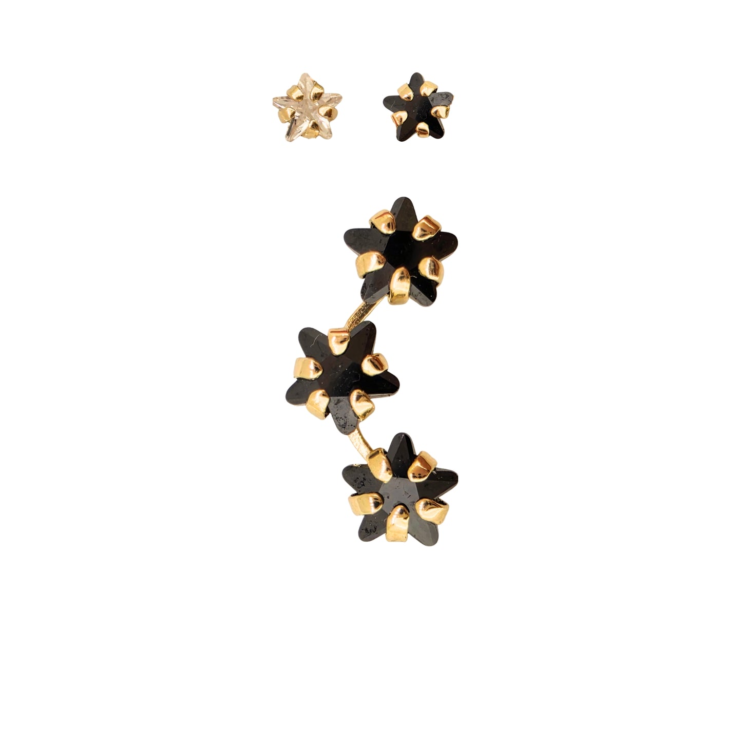 Aretes Oro 10K Broquel Lambada 3 Estrellas Color a Elegir