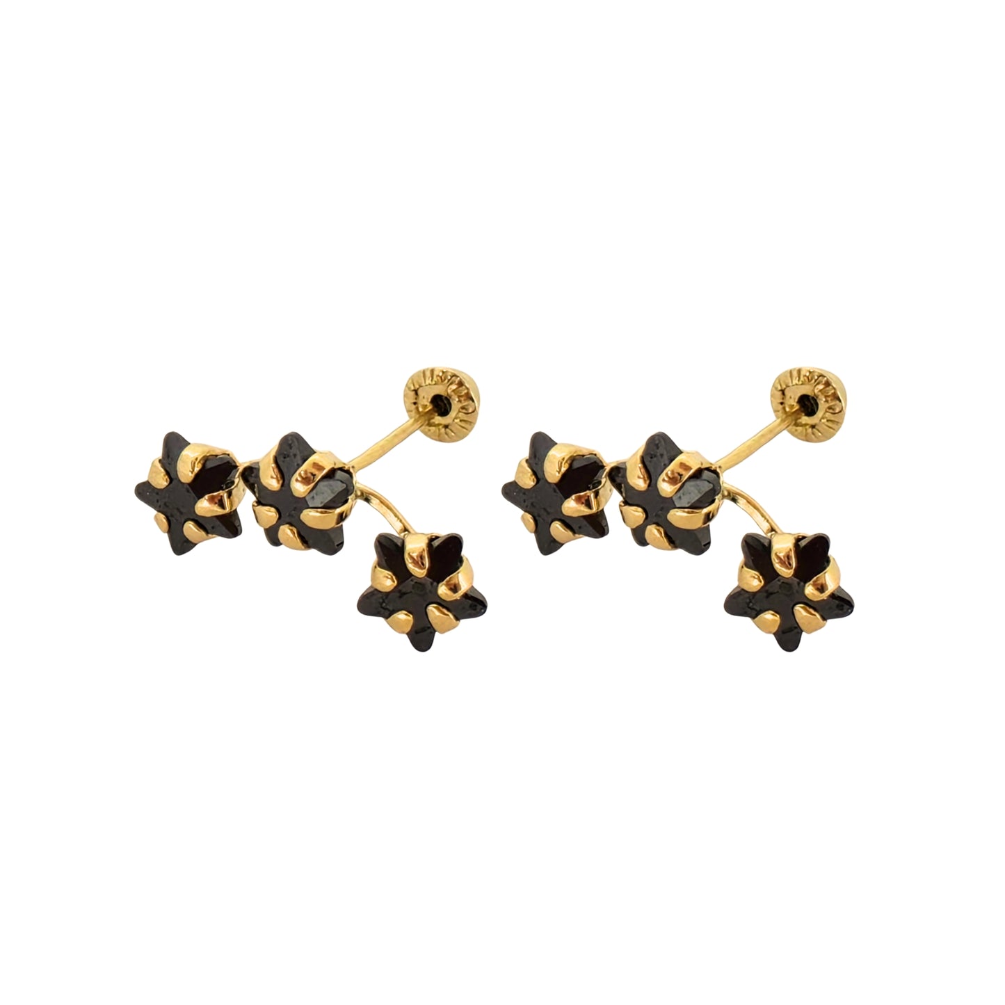 Aretes Oro 10K Broquel Lambada 3 Estrellas Color a Elegir