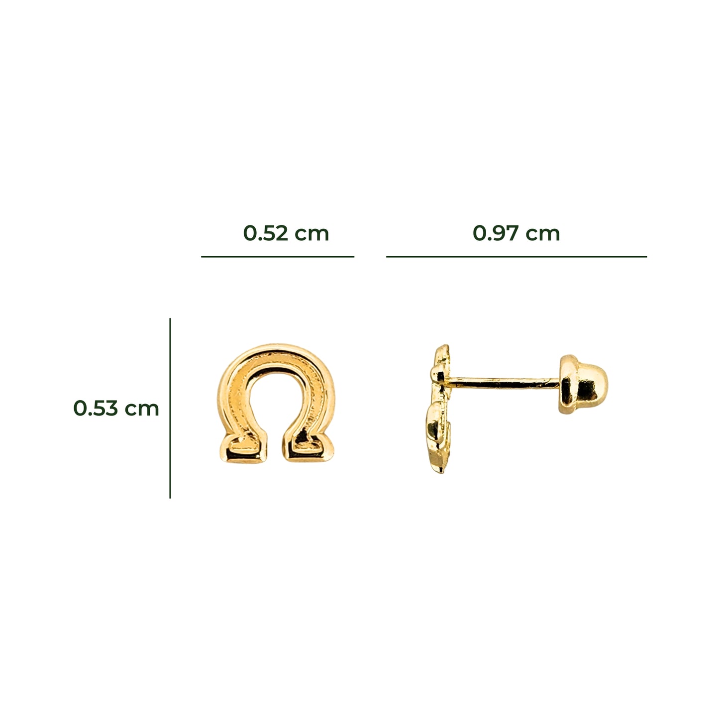 Aretes Herradura Oro 10k, Tipo Broquel
