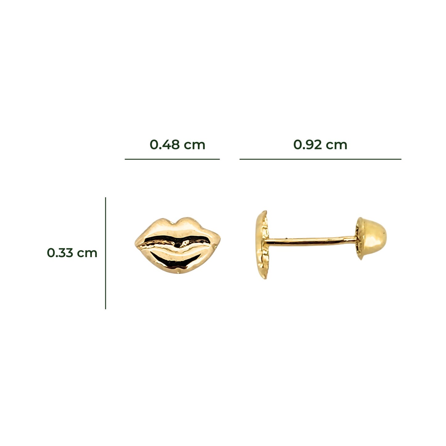 Aretes Beso, Oro 10K Tipo Broquel