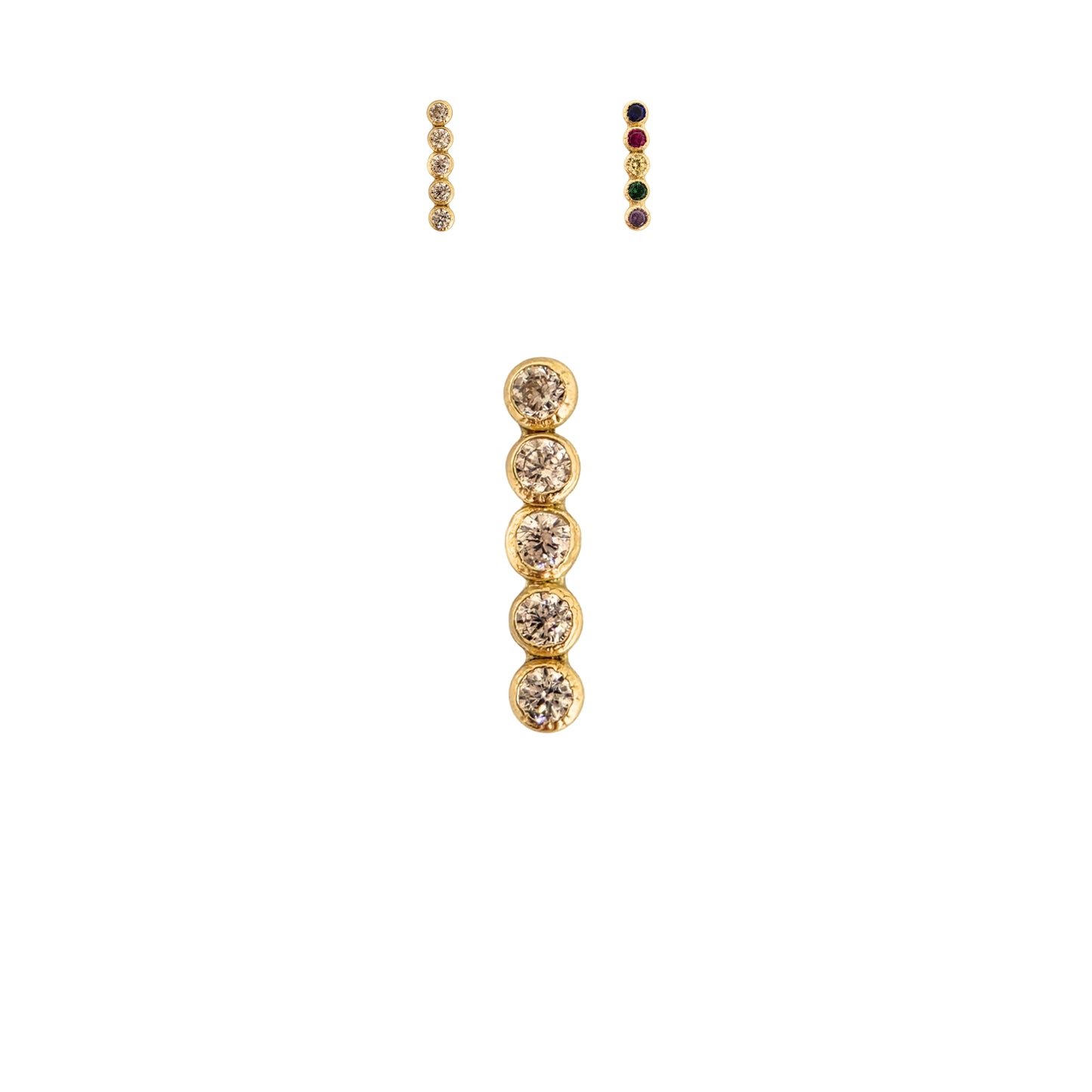 Aretes Oro 10K Broquel Barra 5p Bisel Color a Elegir