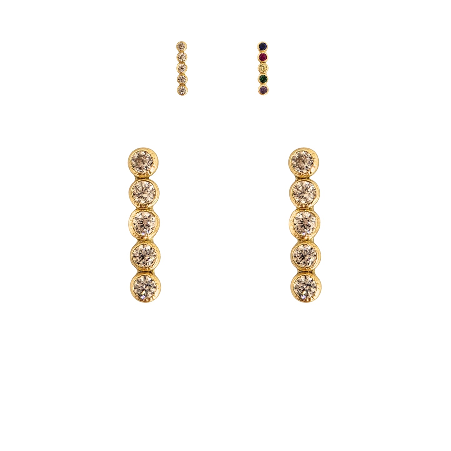 Aretes Oro 10K Broquel Barra 5p Bisel Color a Elegir