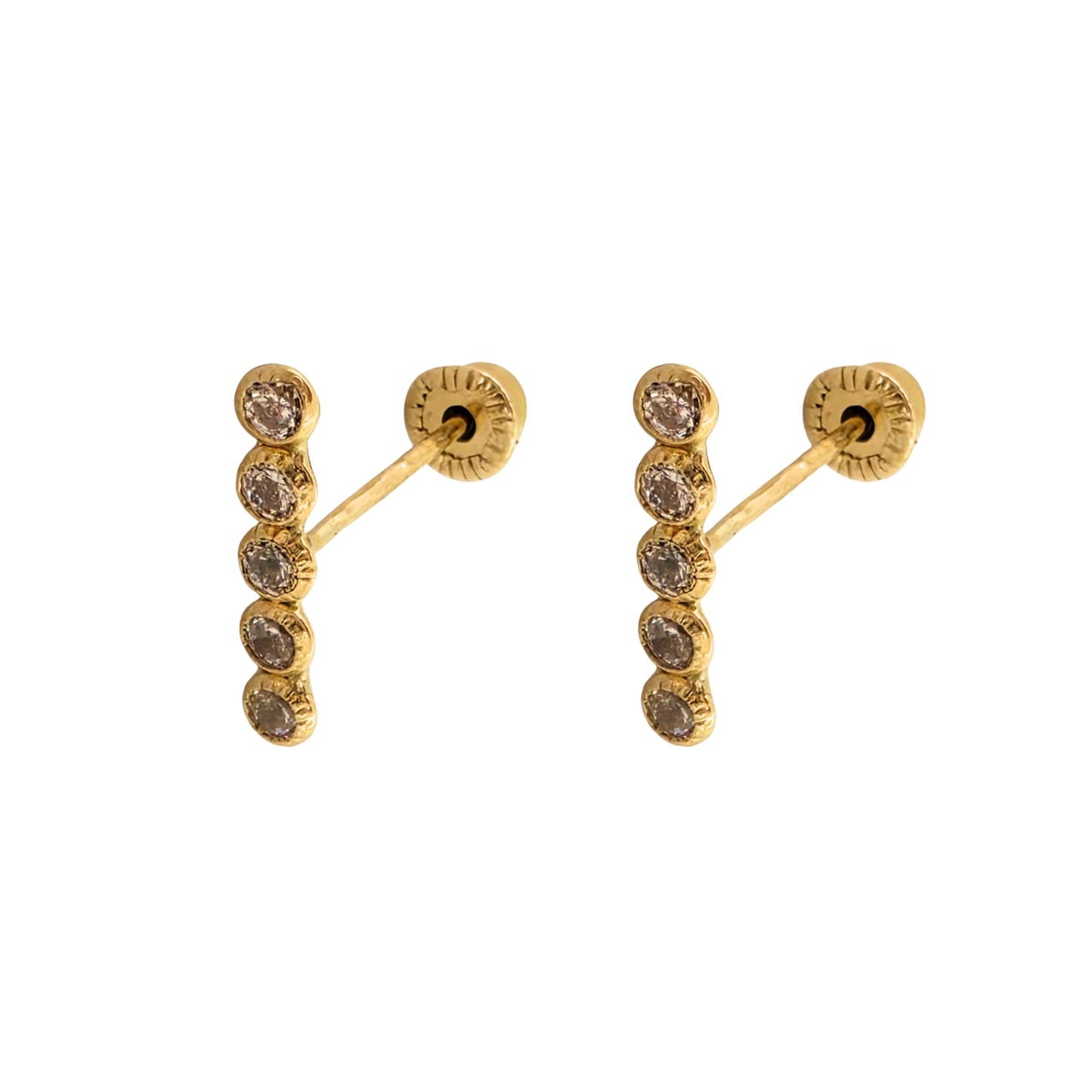 Aretes Oro 10K Broquel Barra 5p Bisel Color a Elegir